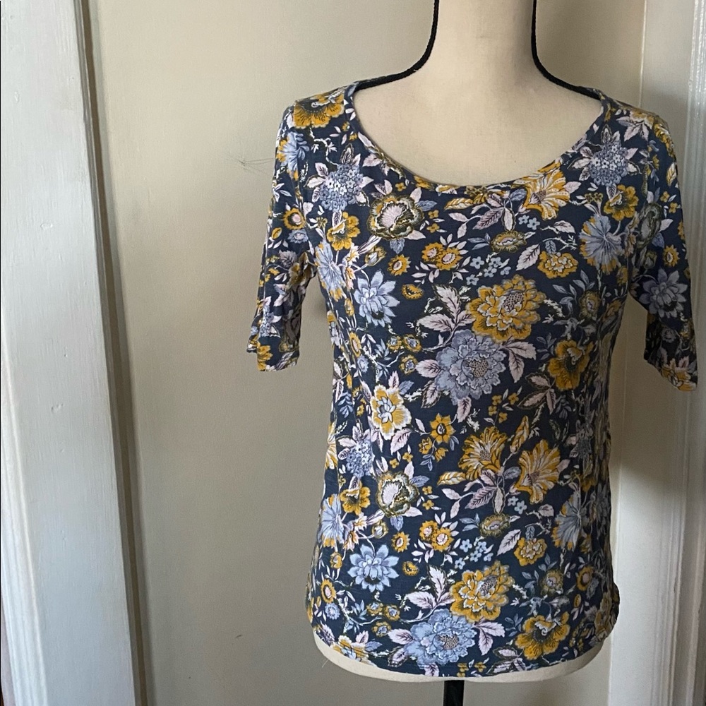 Blue and Yellow Floral Tee Shirt